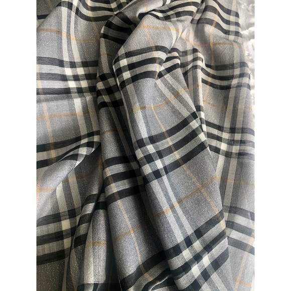 Burberry - Metallic Vintage Check Wool Silk Scarf - Picture 11 of 13